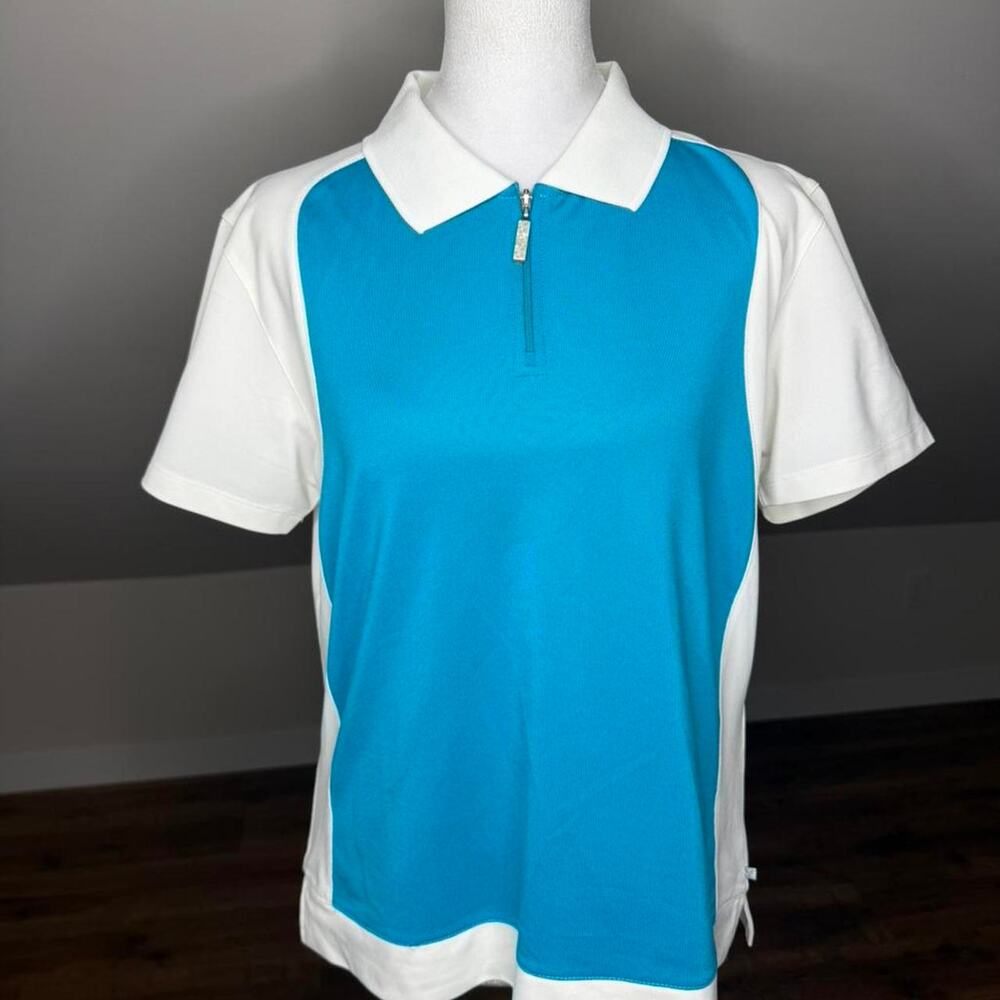 Callaway Golf Blue White 1/4 Zip Polo Shirt Women’s Large Athleisure Golfcore